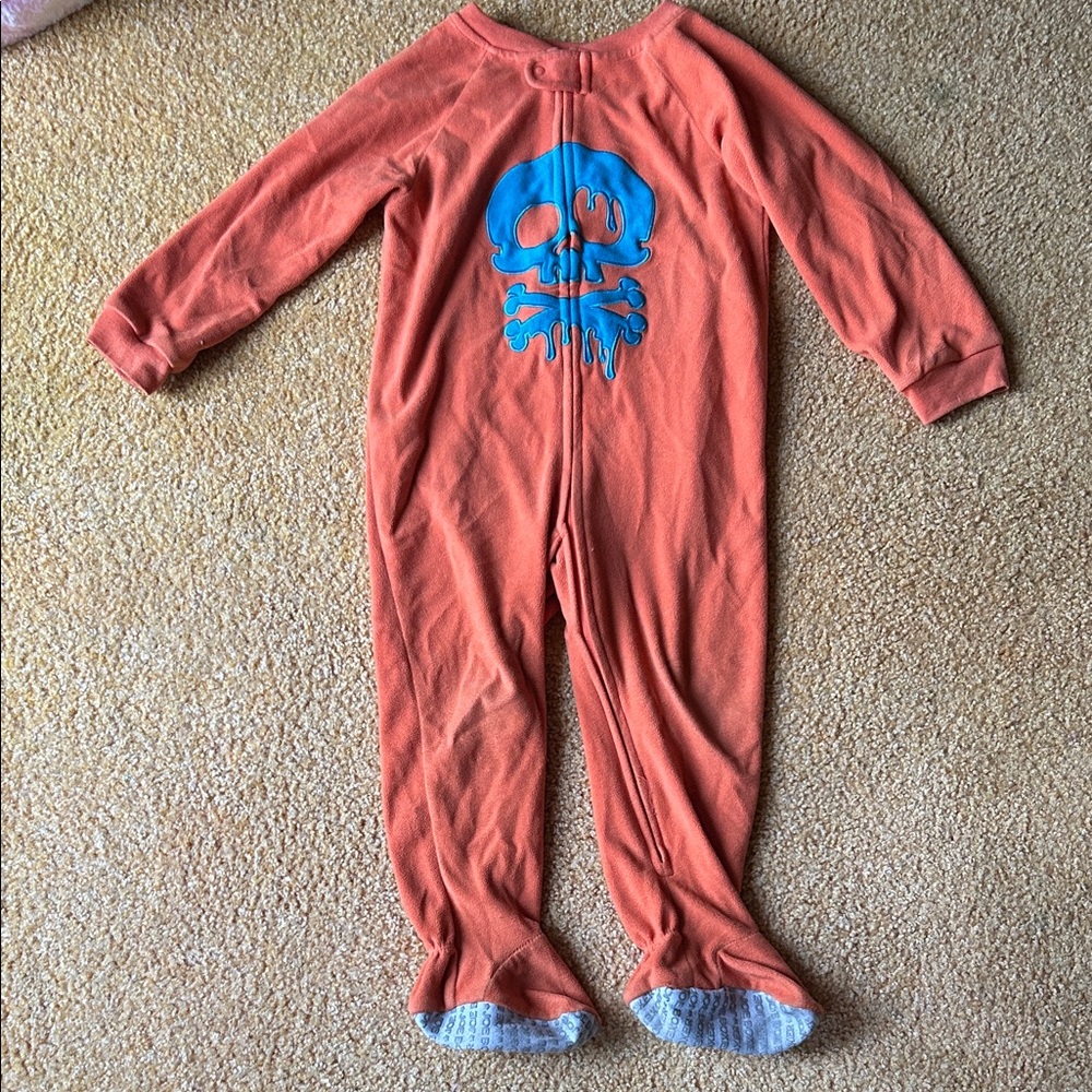 Joe Boxer Orange Kids Footie with Blue Skull